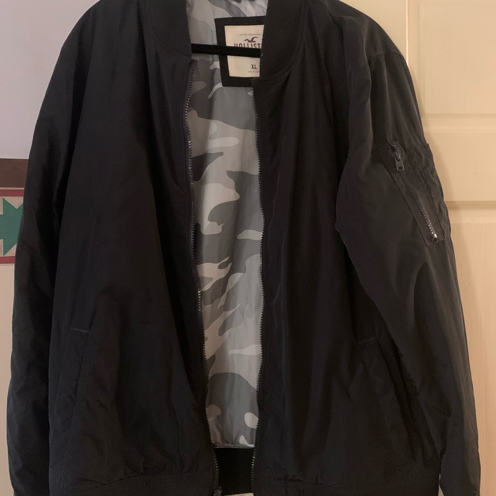Hollister Black Varsity Bomber Jacket